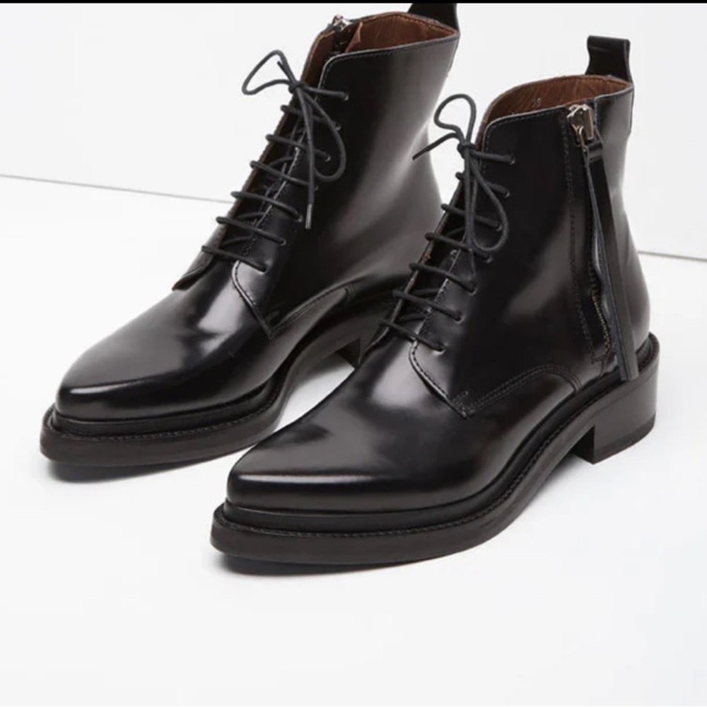 ACNE STUDIOS Black 100% Leather women’s Linden Boots made in Italy